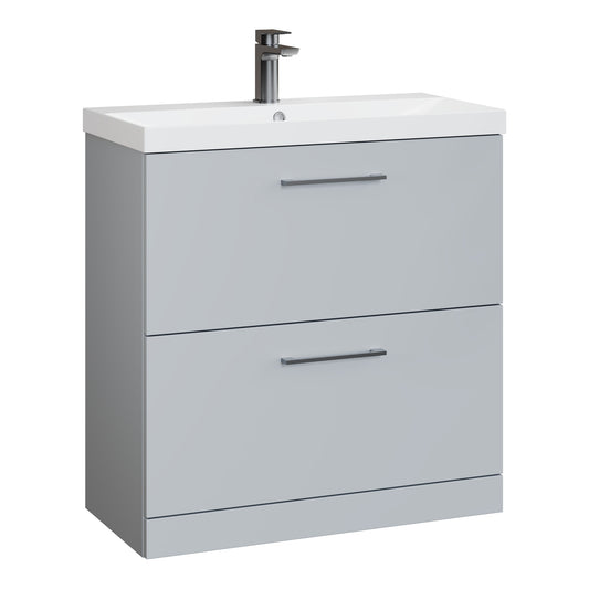 Fairford Aspri Satin Grey 800mm 2 Drawer Floorstanding Vanity Unit