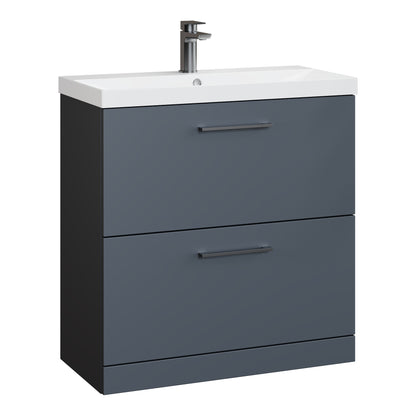 Fairford Aspri Soft Black 800mm 2 Drawer Floorstanding Vanity Unit