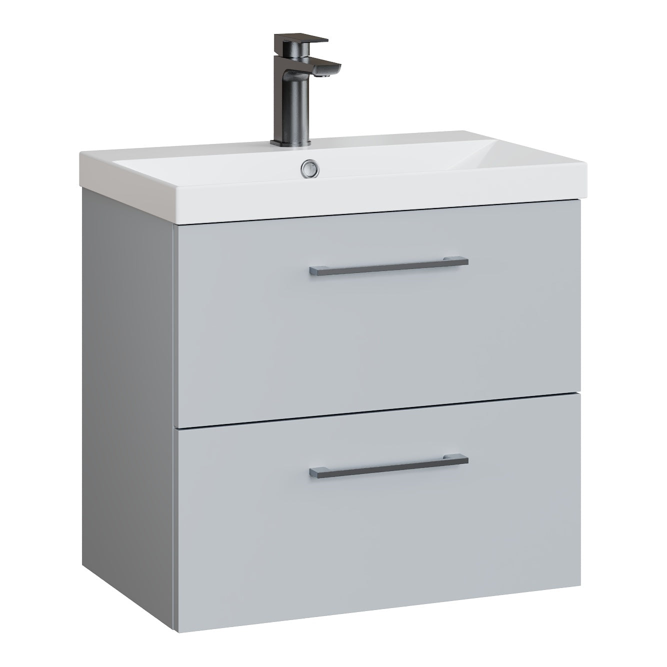 Fairford Aspri Satin Grey 600mm 2 Drawer Wall Hung Vanity Unit