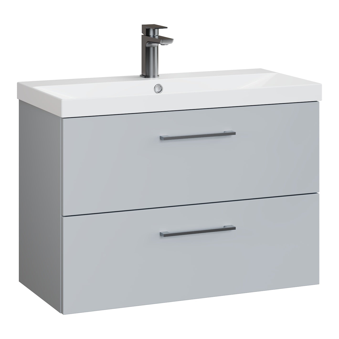 Fairford Aspri Satin Grey 800mm 2 Drawer Wall Hung Vanity Unit