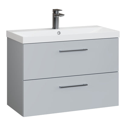 Fairford Aspri Satin Grey 800mm 2 Drawer Wall Hung Vanity Unit