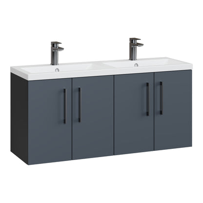 Fairford Aspri Soft Black 1200mm 4 Door Wall Hung Vanity Unit