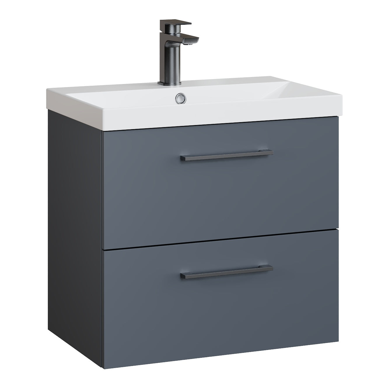 Fairford Aspri Soft Black 600mm 2 Drawer Wall Hung Vanity Unit