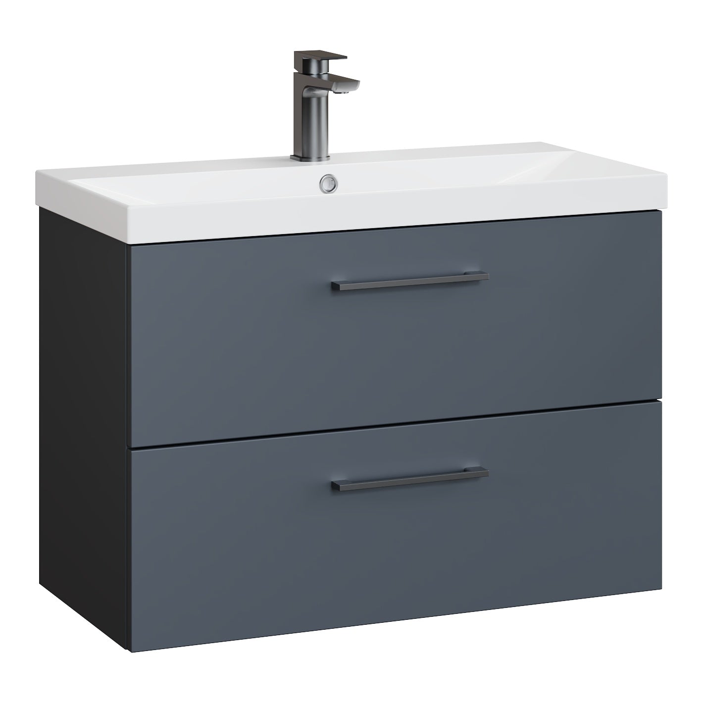 Fairford Aspri Soft Black 800mm 2 Drawer Wall Hung Vanity Unit