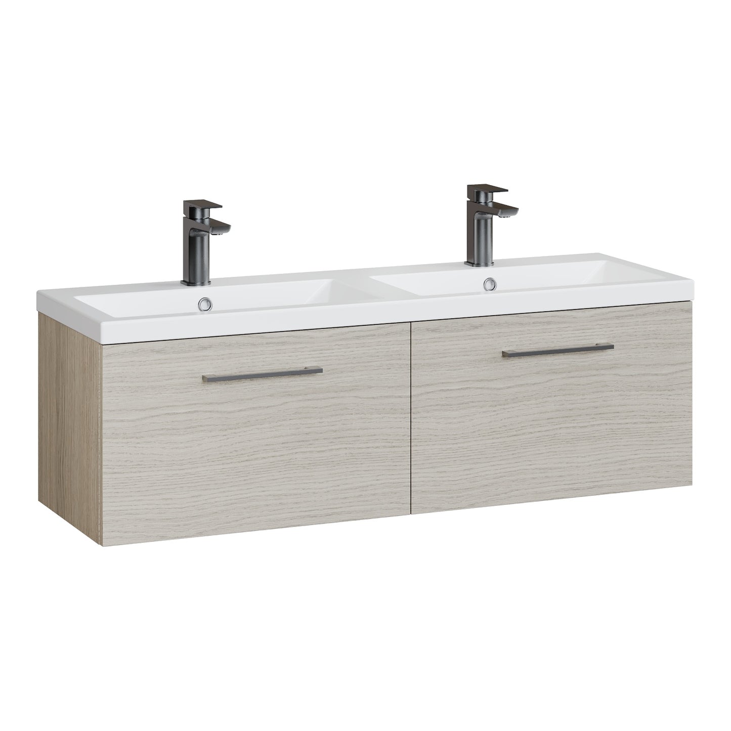 Fairford Aspri Solace Oak 1200mm 2 Drawer Wall Hung Vanity Unit