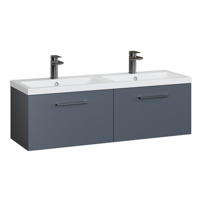 Fairford Aspri Soft Black 1200mm 2 Drawer Wall Hung Vanity Unit