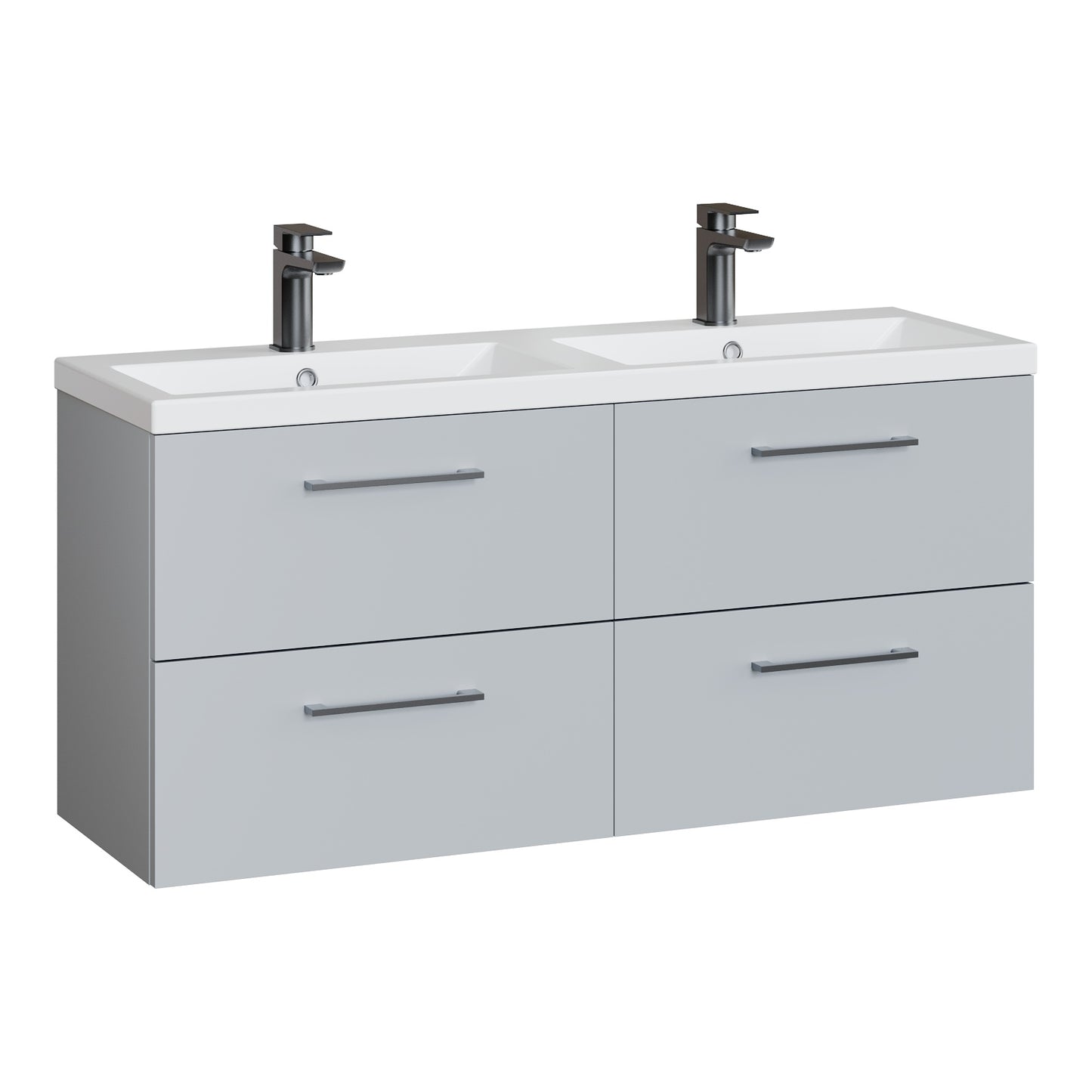 Fairford Aspri Satin Grey 1200mm 4 Drawer Wall Hung Vanity Unit