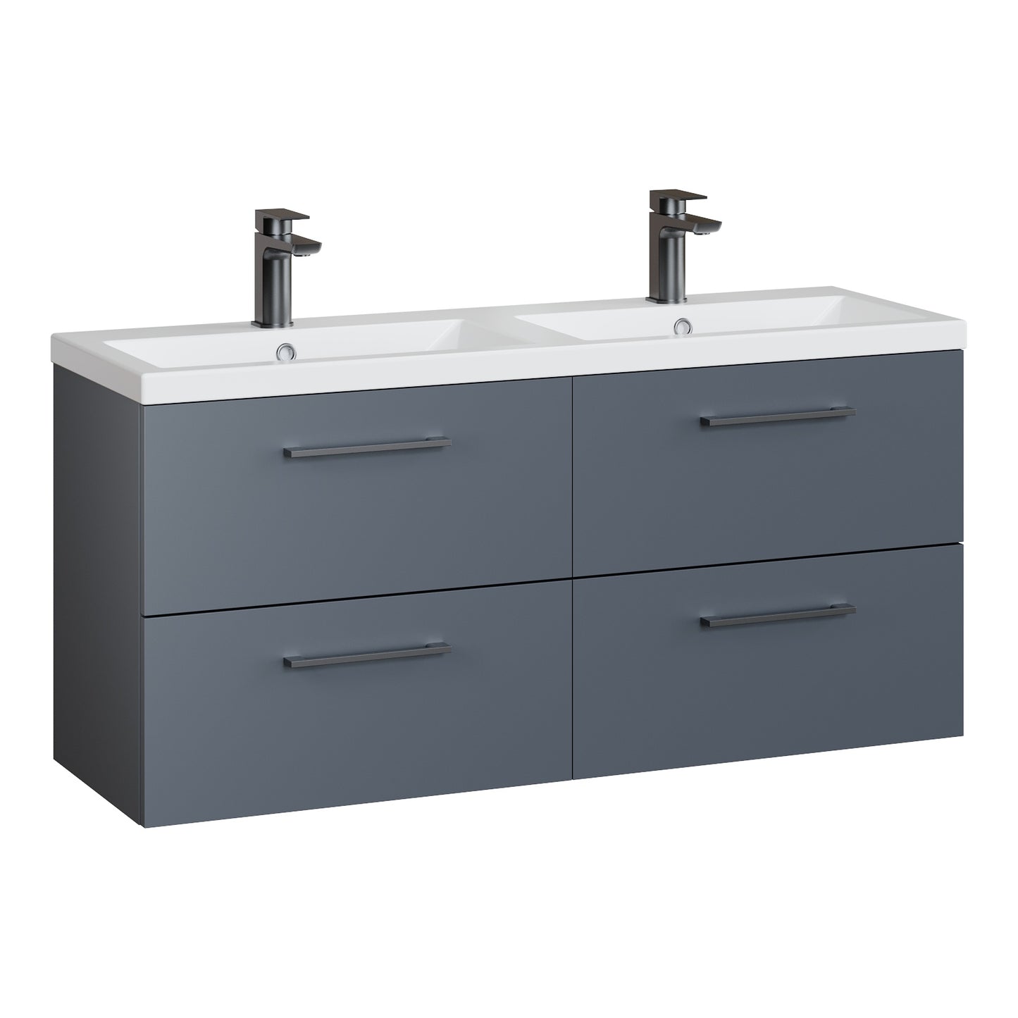 Fairford Aspri Soft Black 1200mm 4 Drawer Wall Hung Vanity Unit