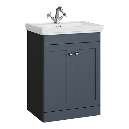 Fairford Laurel 600mm Floor Standing Satin Anthracite Vanity Unit - 1 Tap Hole