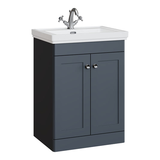 Fairford Laurel 600mm Floor Standing Satin Anthracite Vanity Unit - 1 Tap Hole