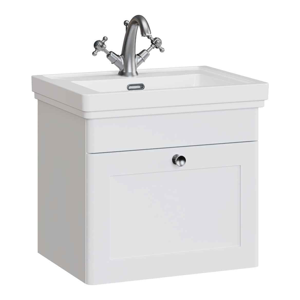 Fairford Laurel 500mm Wall Hung Satin White Vanity Unit - 1 Tap Hole