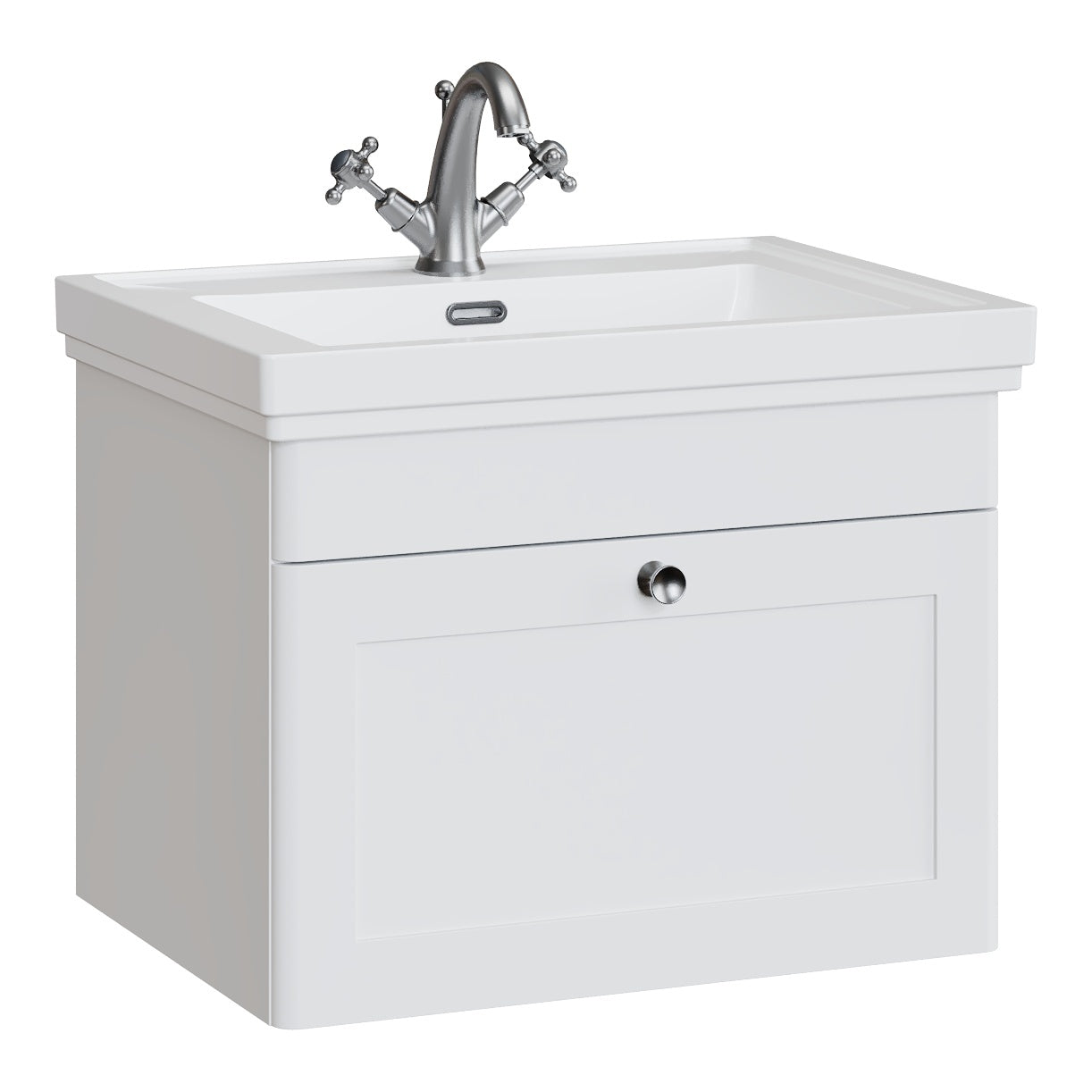 Fairford Laurel 600mm Wall Hung Satin White Vanity Unit - 1 Tap Hole