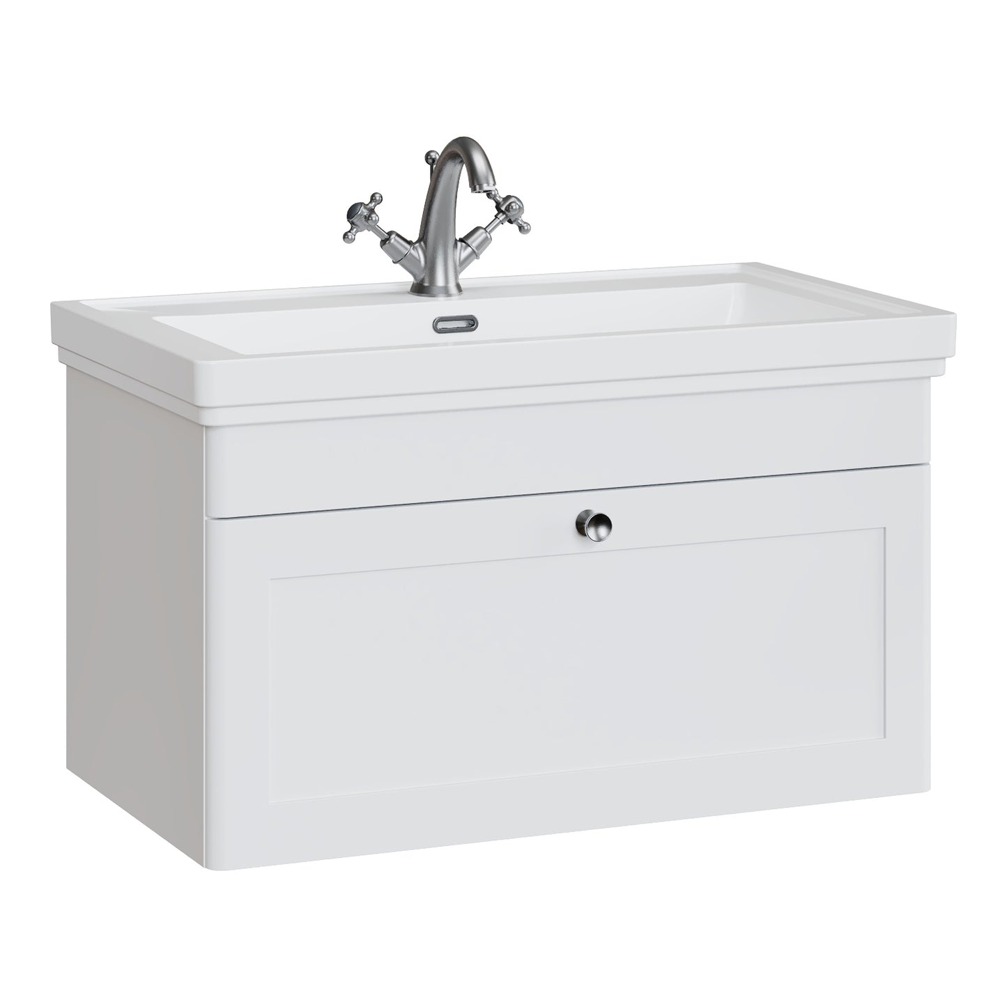Fairford Laurel 800mm Wall Hung Satin White Vanity Unit - 1 Tap Hole