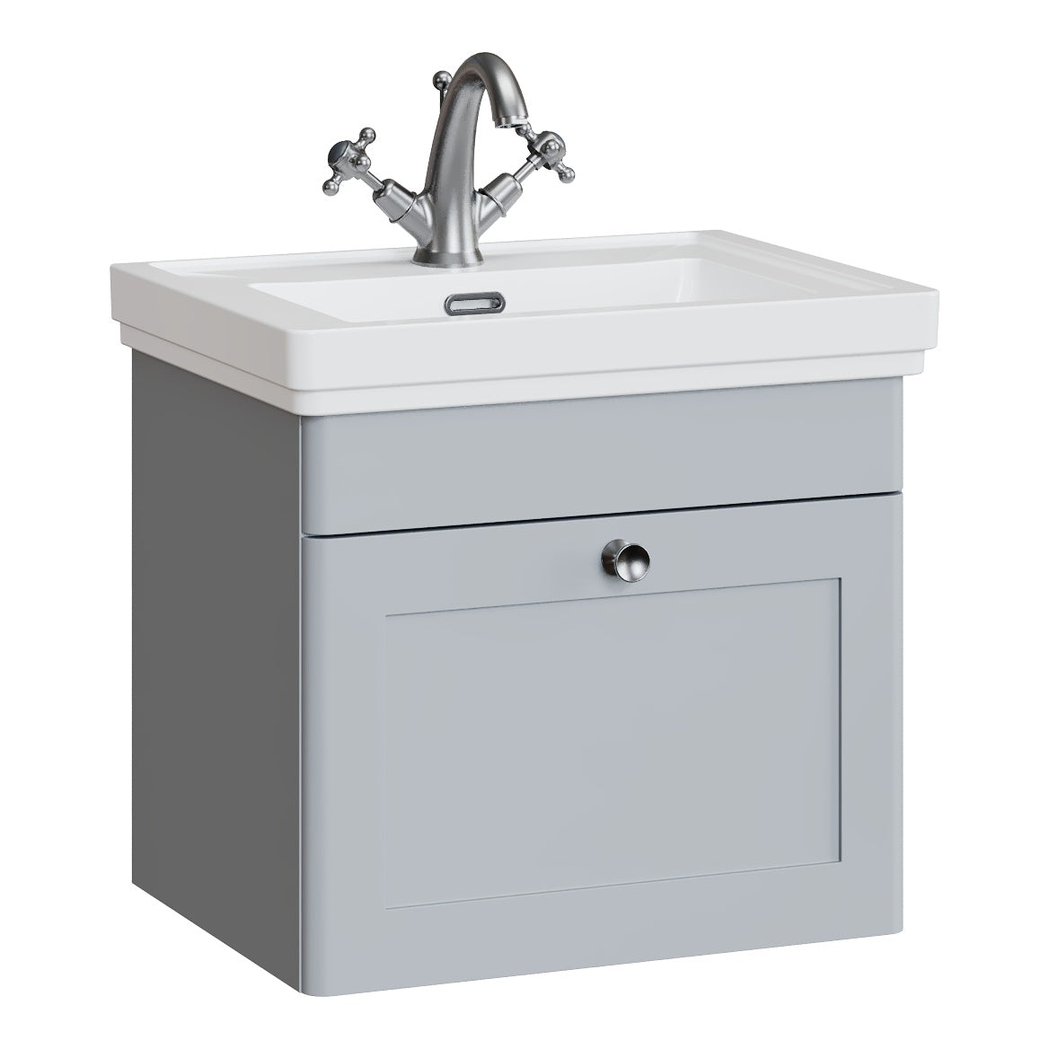 Fairford Laurel 500mm Wall Hung Satin Grey Vanity Unit - 1 Tap Hole