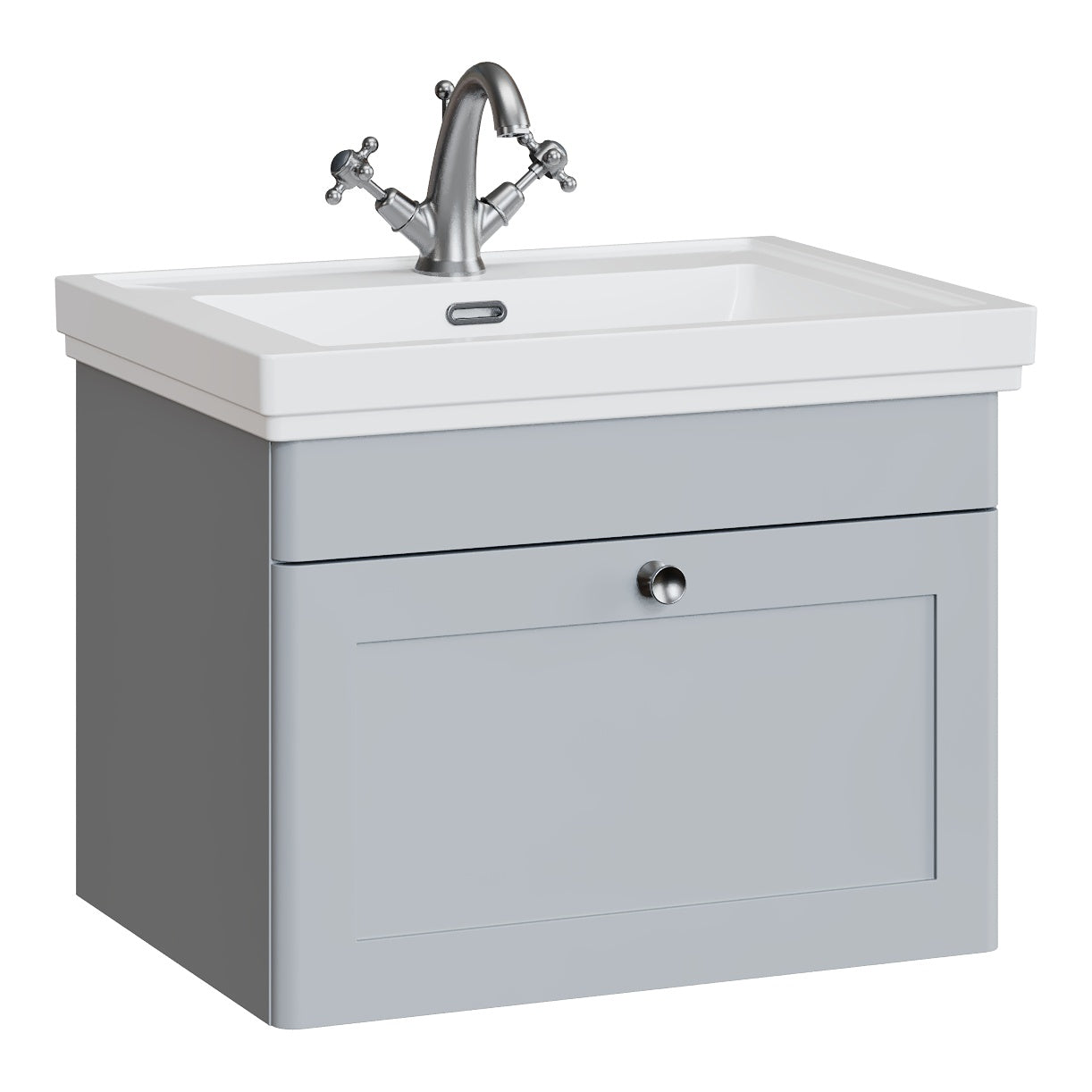 Fairford Laurel 600mm Wall Hung Satin Grey Vanity Unit - 1 Tap Hole