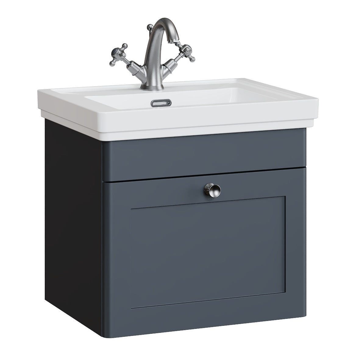Fairford Laurel 500mm Wall Hung Satin Anthracite Vanity Unit - 1 Tap Hole