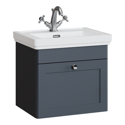 Fairford Laurel 500mm Wall Hung Satin Anthracite Vanity Unit - 1 Tap Hole