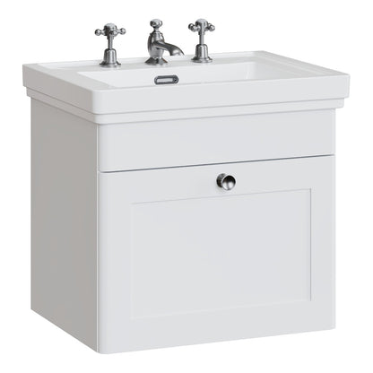 Fairford Laurel 500mm Wall Hung Satin White Vanity Unit - 3 Tap Hole