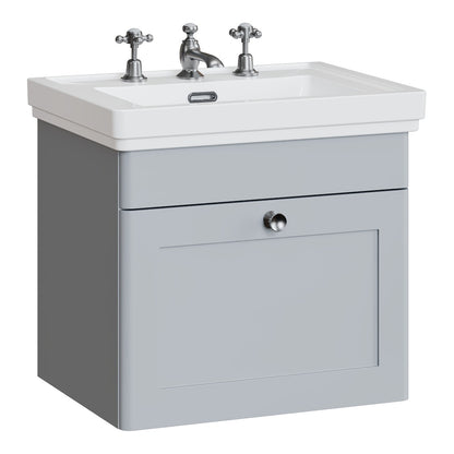 Fairford Laurel 500mm Wall Hung Satin Grey Vanity Unit - 3 Tap Hole