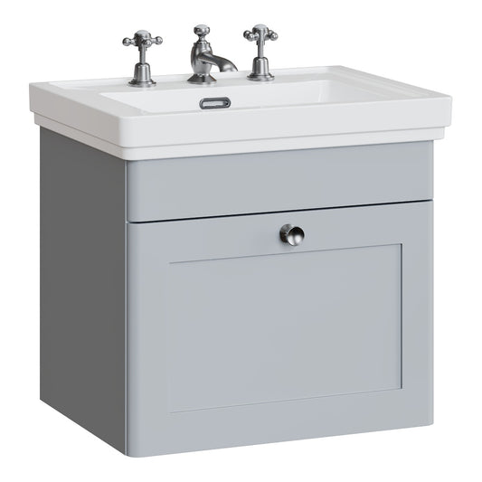Fairford Laurel 500mm Wall Hung Satin Grey Vanity Unit - 3 Tap Hole