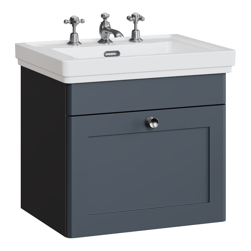 Fairford Laurel 500mm Wall Hung Satin Anthracite Vanity Unit - 3 Tap Hole