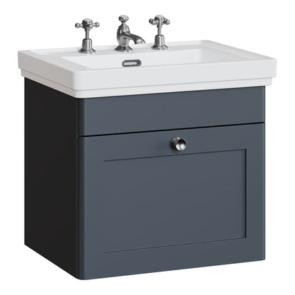 Fairford Laurel 500mm Wall Hung Satin Anthracite Vanity Unit - 3 Tap Hole