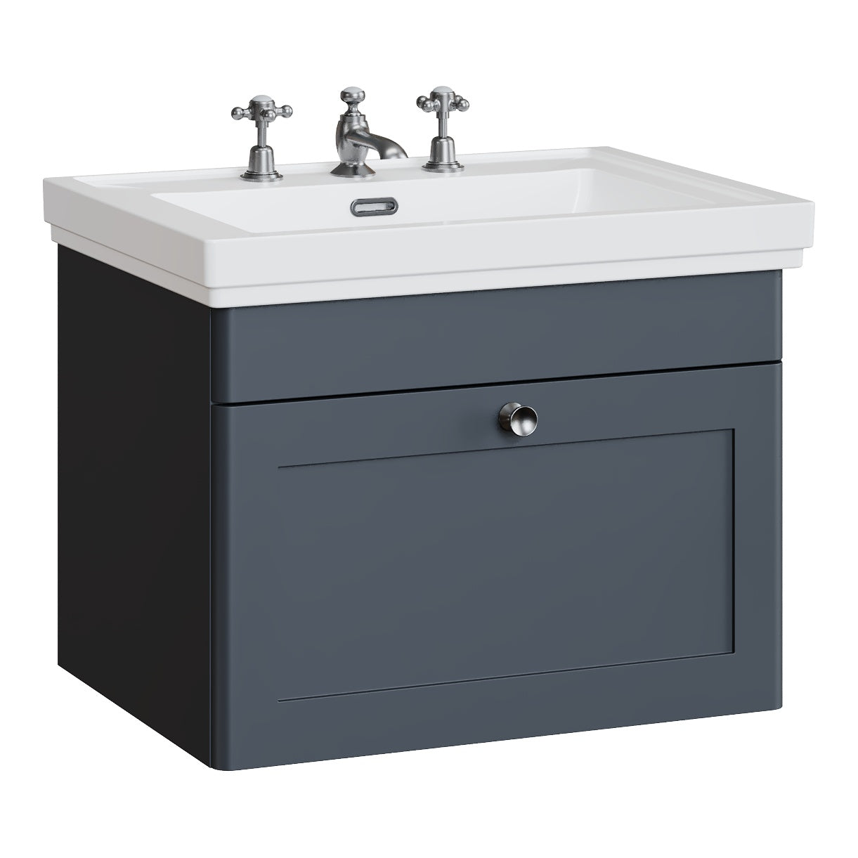 Fairford Laurel 600mm Wall Hung Satin Anthracite Vanity Unit - 3 Tap Hole