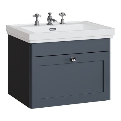 Fairford Laurel 600mm Wall Hung Satin Anthracite Vanity Unit - 3 Tap Hole