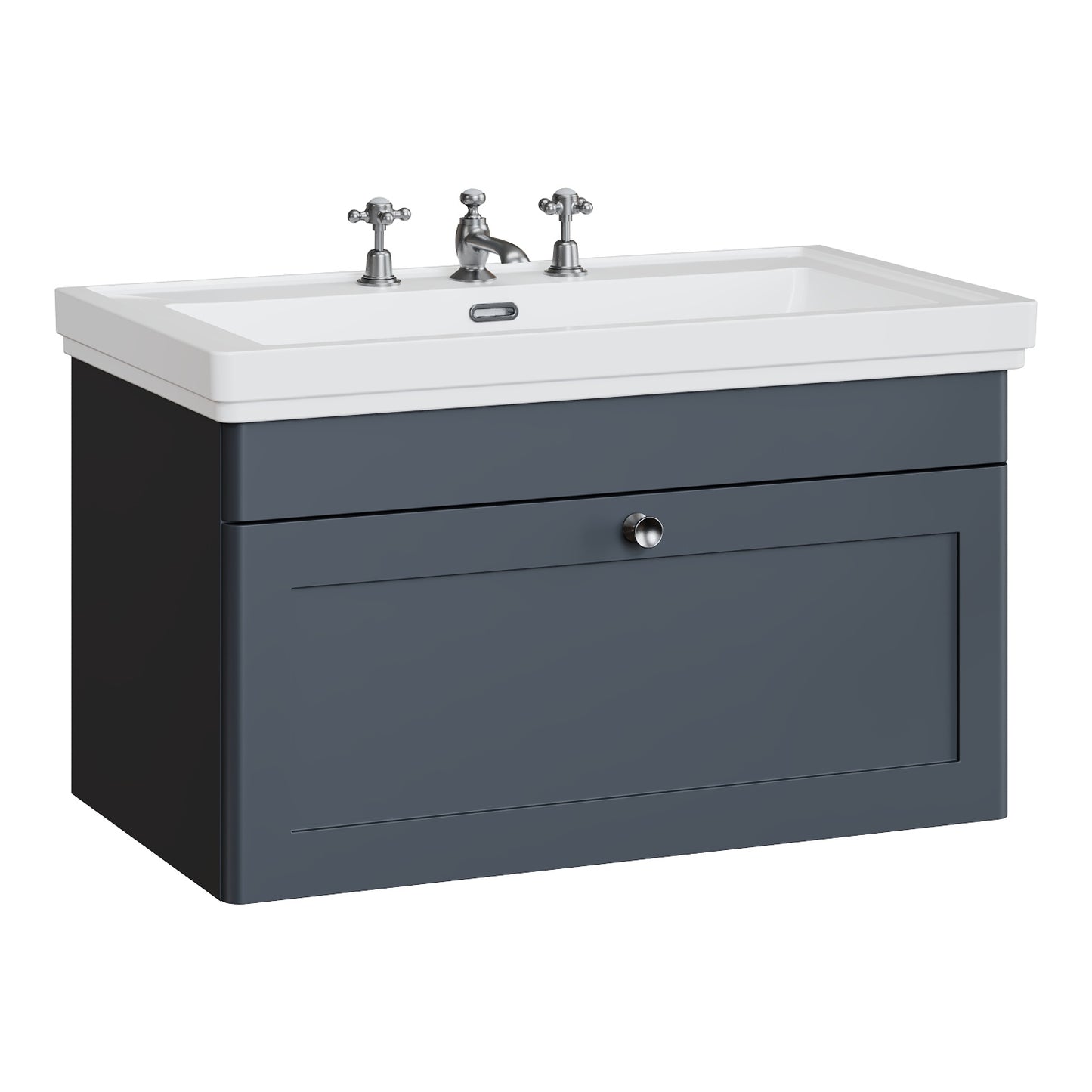 Fairford Laurel 800mm Wall Hung Satin Anthracite Vanity Unit - 3 Tap Hole