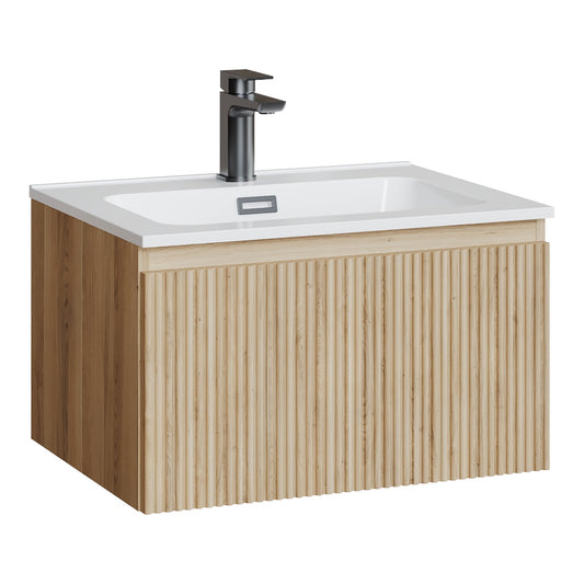Fairford Sophia Country Oak 600mm Wall Hung Vanity Unit with Basin