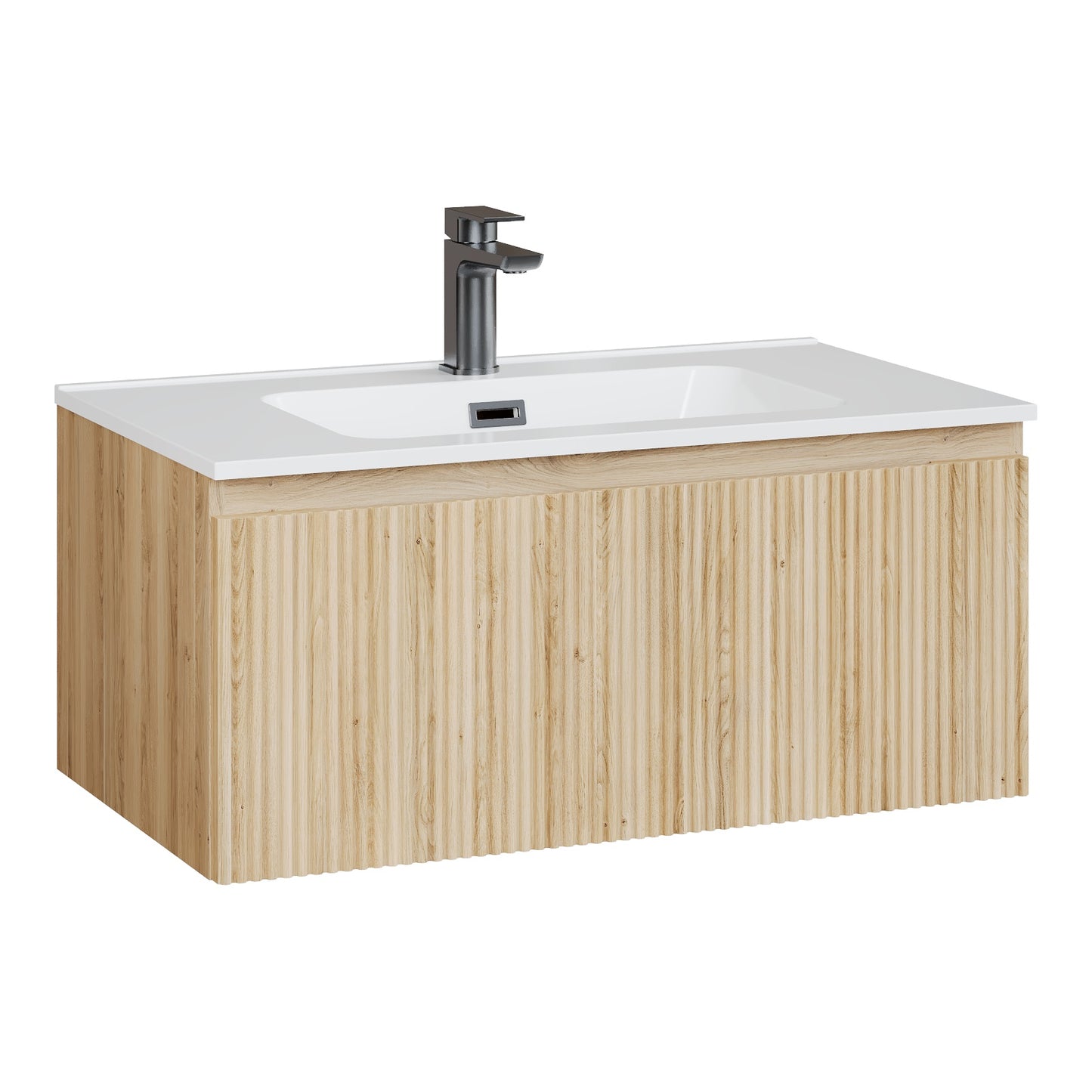 Fairford Sophia Country Oak 800mm Wall Hung Vanity Unit with Basin