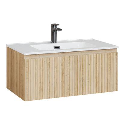 Fairford Sophia Country Oak 800mm Wall Hung Vanity Unit with Basin