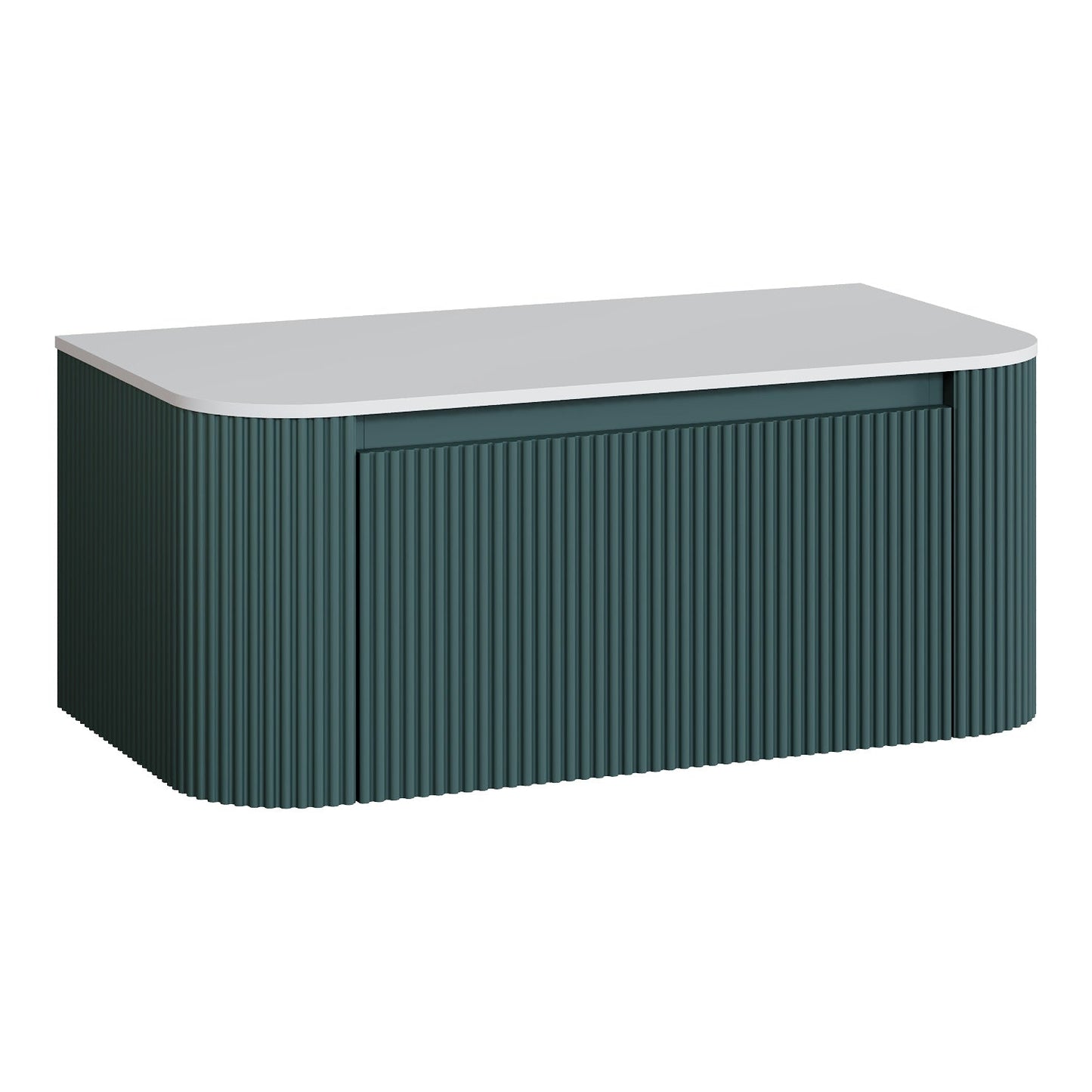 Fairford Sophia Smoked Sage 870mm wall hung curved vanity unit with worktop