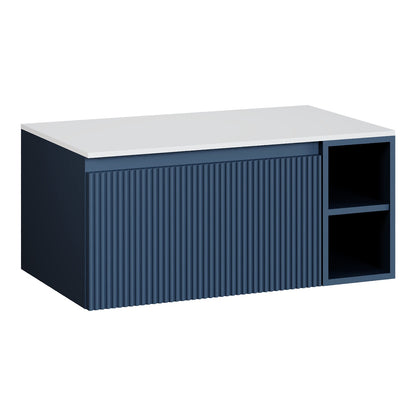 Fairford Sophia Midnight Shadow 800mm Wall Hung Vanity Unit with Right Hand Storage and Worktop