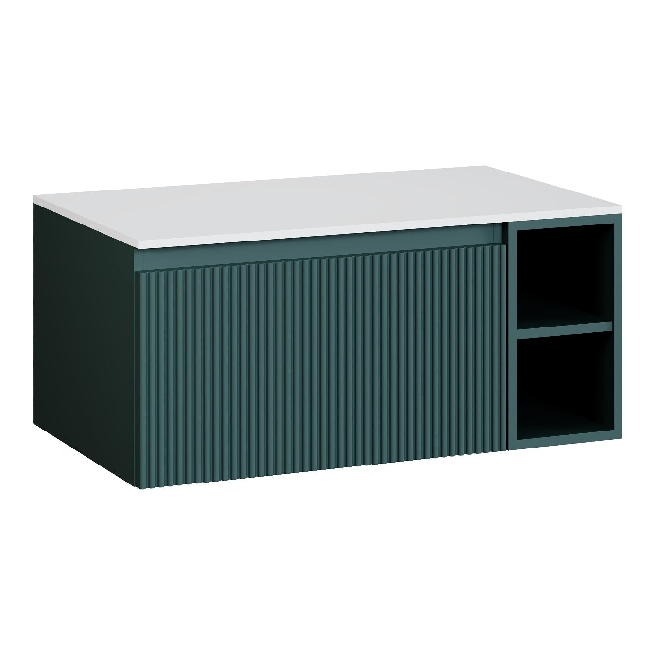 Fairford Sophia Smoked Sage 800mm Wall Hung Vanity Unit with Right Hand Storage and Worktop