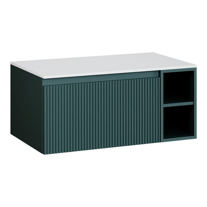 Fairford Sophia Smoked Sage 800mm Wall Hung Vanity Unit with Right Hand Storage and Worktop