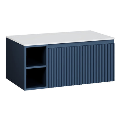 Fairford Sophia Midnight Shadow 800mm Wall Hung Vanity Unit with Left Hand Storage and Worktop