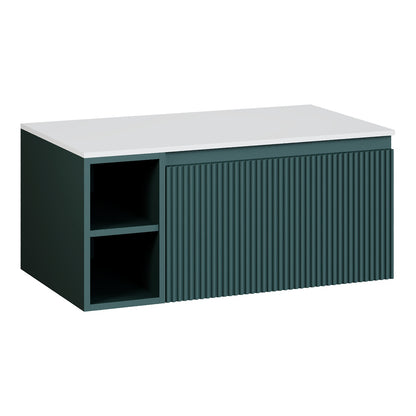 Fairford Sophia Smoked Sage 800mm Wall Hung Vanity Unit with Left Hand Storage and Worktop