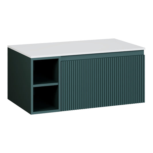 Fairford Sophia Smoked Sage 800mm Wall Hung Vanity Unit with Left Hand Storage and Worktop