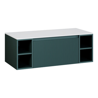 Fairford Sophia Smoked Sage 1000mm Wall Hung Vanity Unit with Double Storage and Worktop