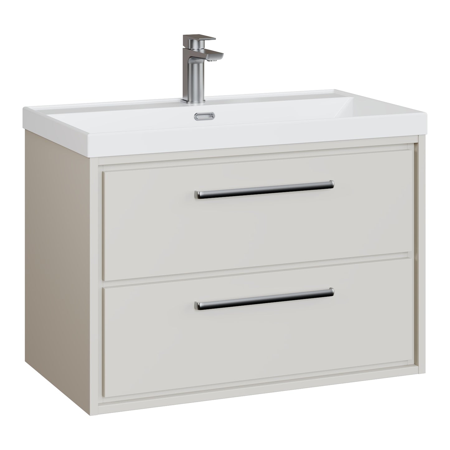 Fairford Tisse Pebble Grey 800mm 2 Drawer Wall Hung Vanity Unit with Thin Edged Basin