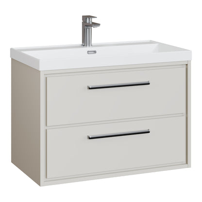 Fairford Tisse Pebble Grey 800mm 2 Drawer Wall Hung Vanity Unit with Thin Edged Basin