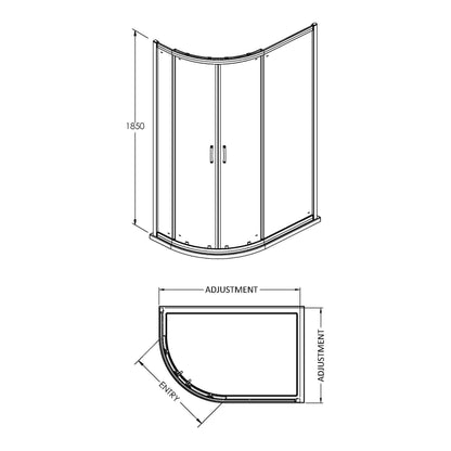 Fairford 5mm 1200 x 900mm Chrome Offset Quadrant Shower Enclosure