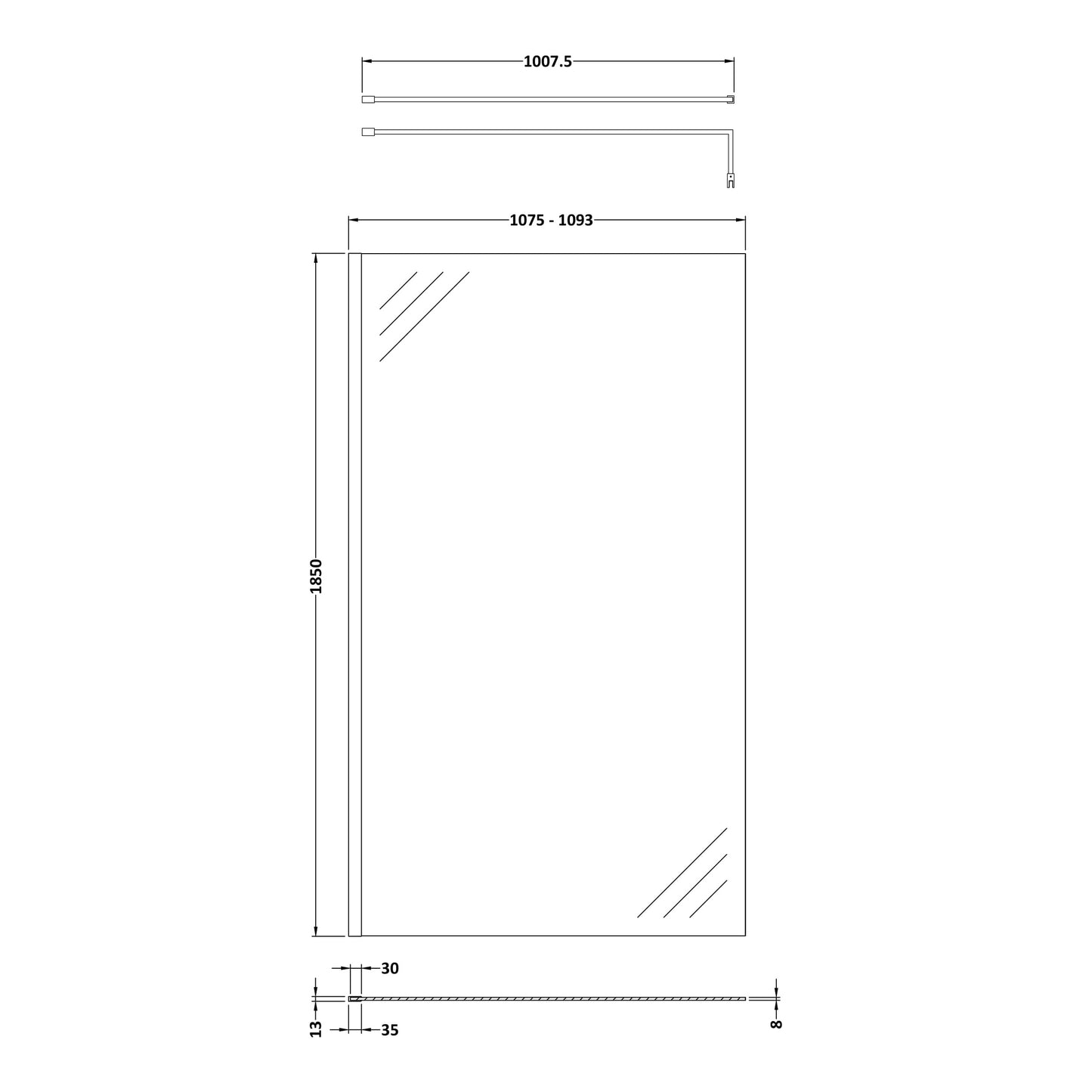 Fairford 8mm, 1100mm Wetroom Screen