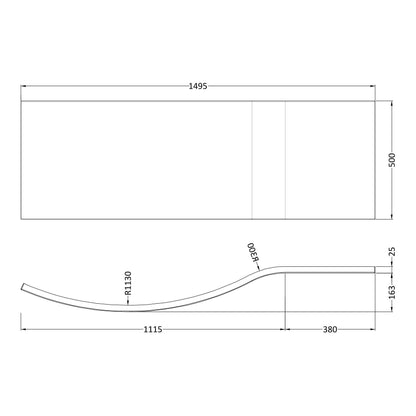 Fairford Acrylic B Shape Side Panel, 1500mm