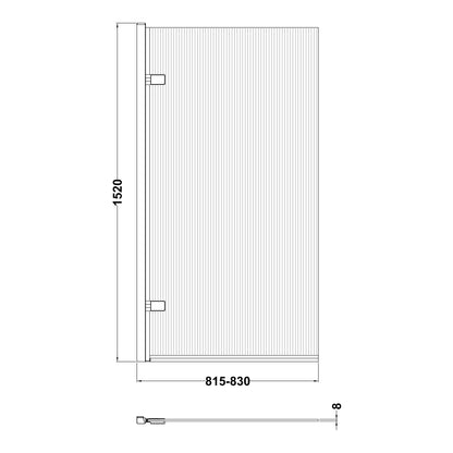 Fairford 8mm Fluted Square Hinged Bath Screen