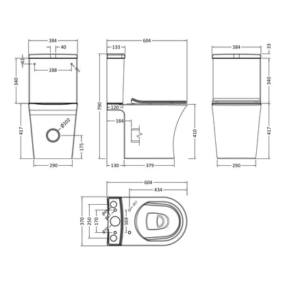 Fairford Sierra Closed Back Close Coupled Toilet with Soft Close Seat