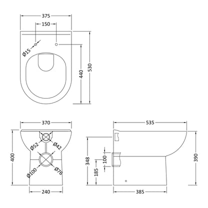 Fairford Kingsly Back To Wall Toilet with Soft Close Seat