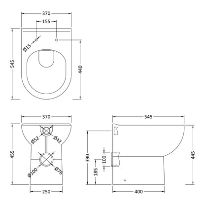 Fairford Kingsly Comfort Height Back To Wall Toilet with Soft Close Seat