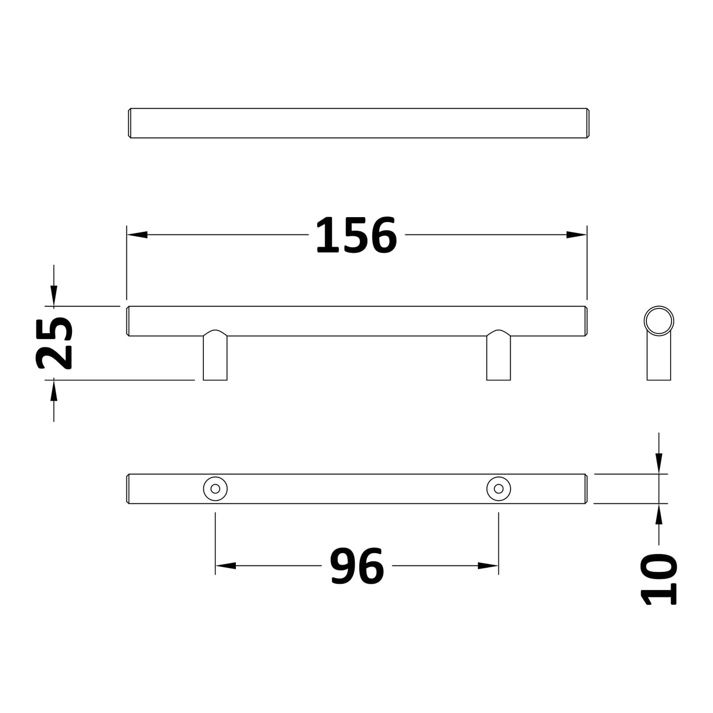 Fairford Standard Bar Handle, Gunmetal, 96mm Centres